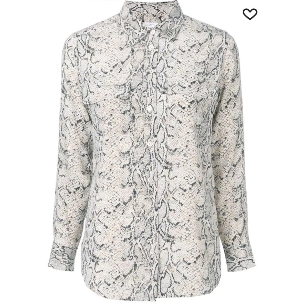 Equipment Signature Snake print slim-fit silk shirt XL